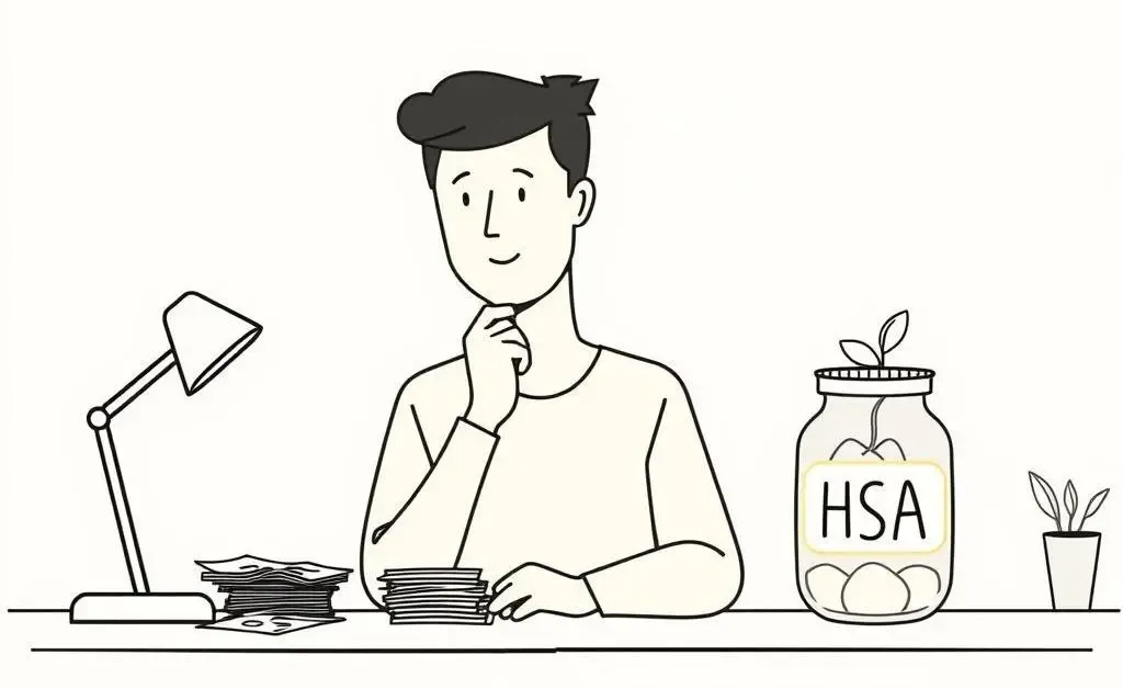 Cartoon-style illustration of HSA strategies with scales