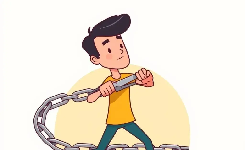 Person cutting a chain symbolizing breaking free from debt