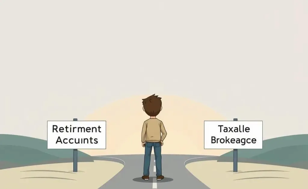 Person choosing between retirement accounts and taxable brokerage options