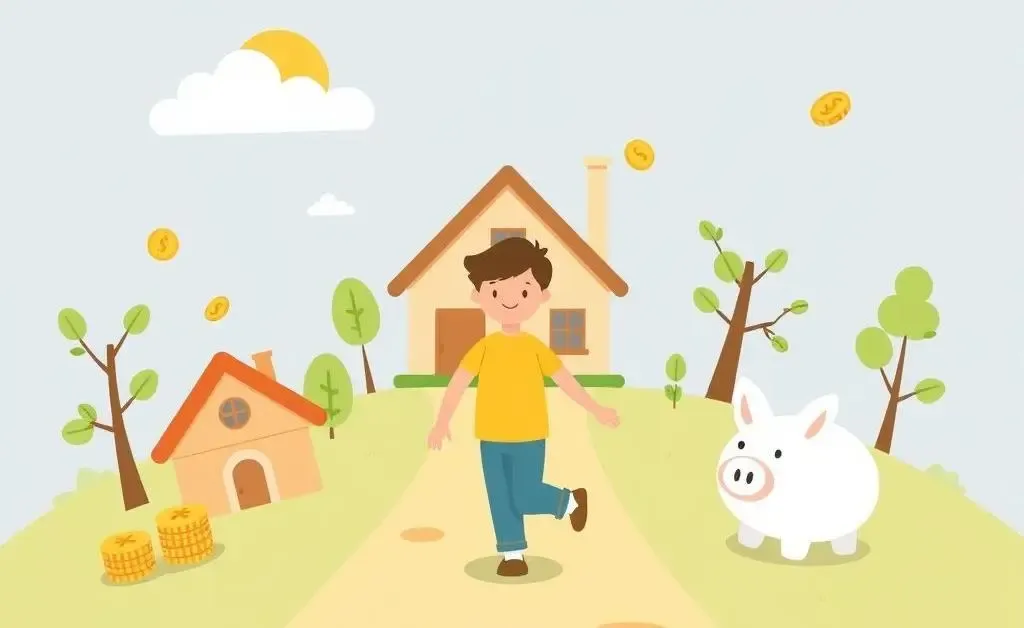 Illustration of a person on a financial independence journey