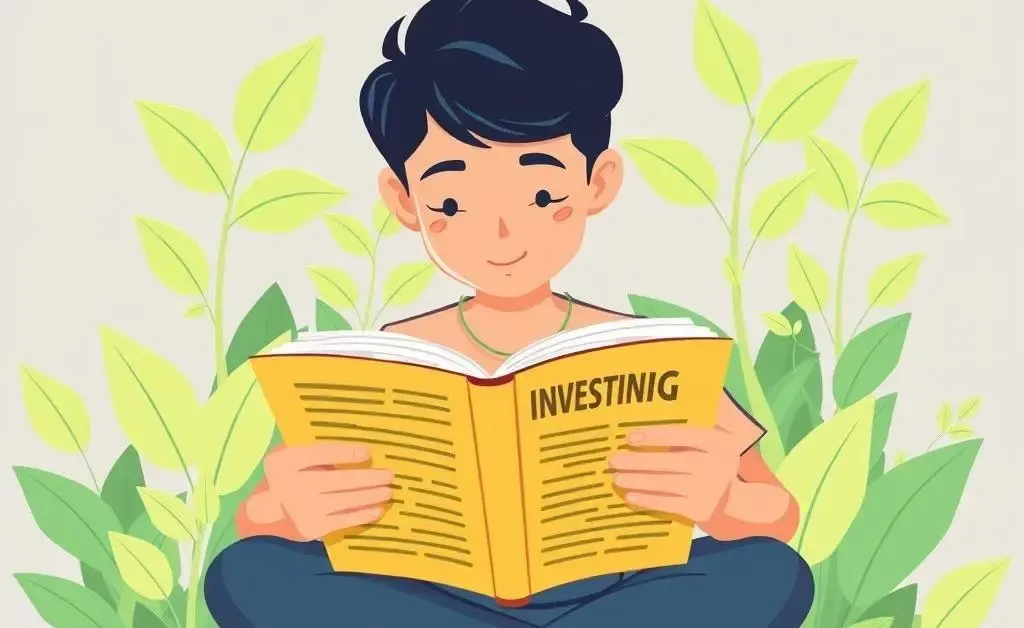 Person learning about dividend investing with symbolic growing plants