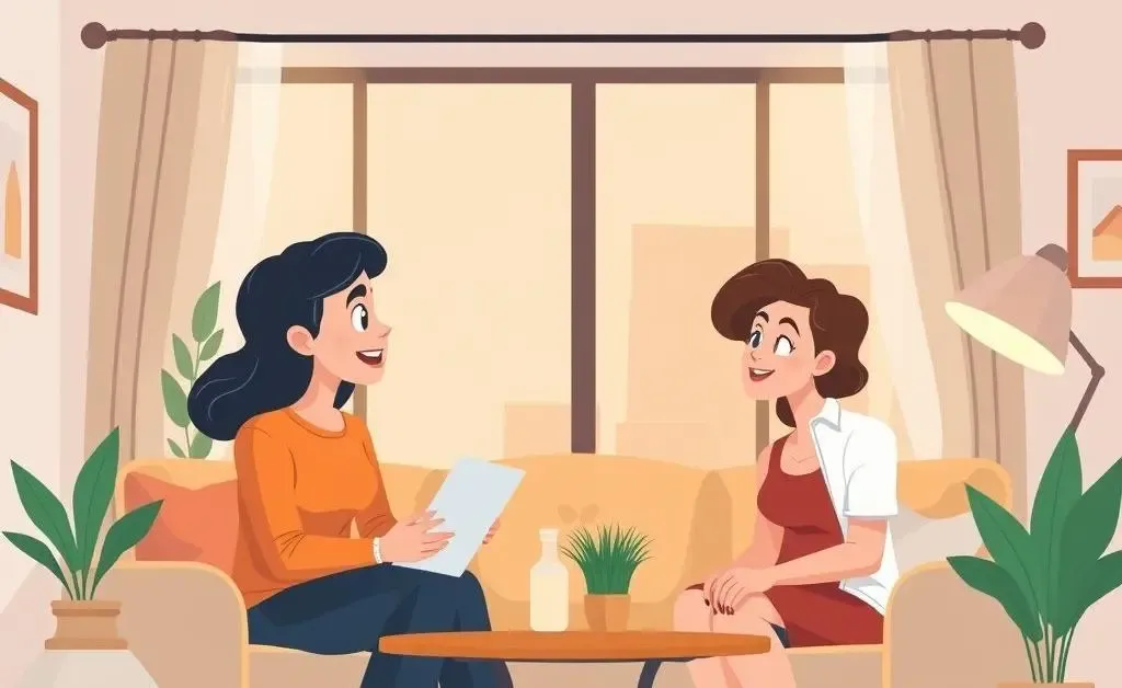 Cartoon image of a mortgage advisor with a couple