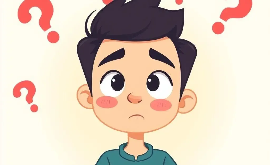 Person pondering financial questions with a playful background