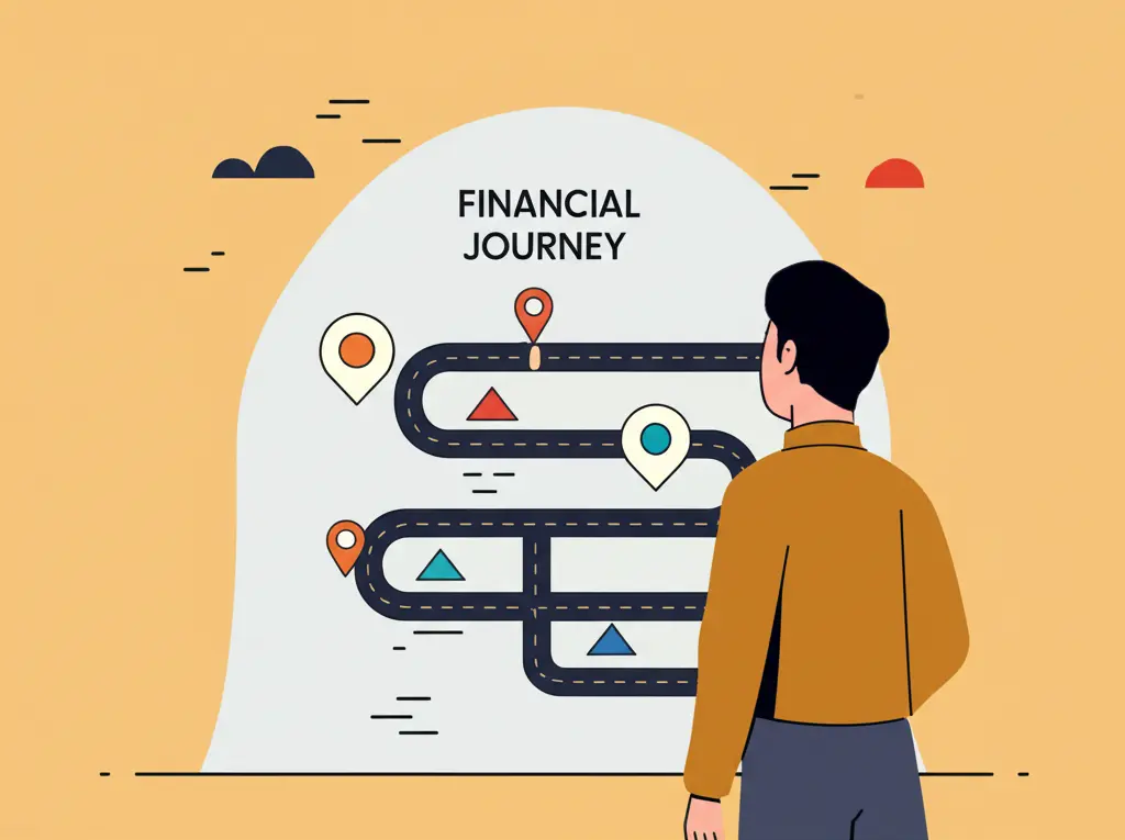 Cartoon of a person with a financial roadmap