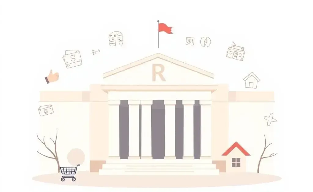 Illustration of the Federal Reserve and its influence on daily activities