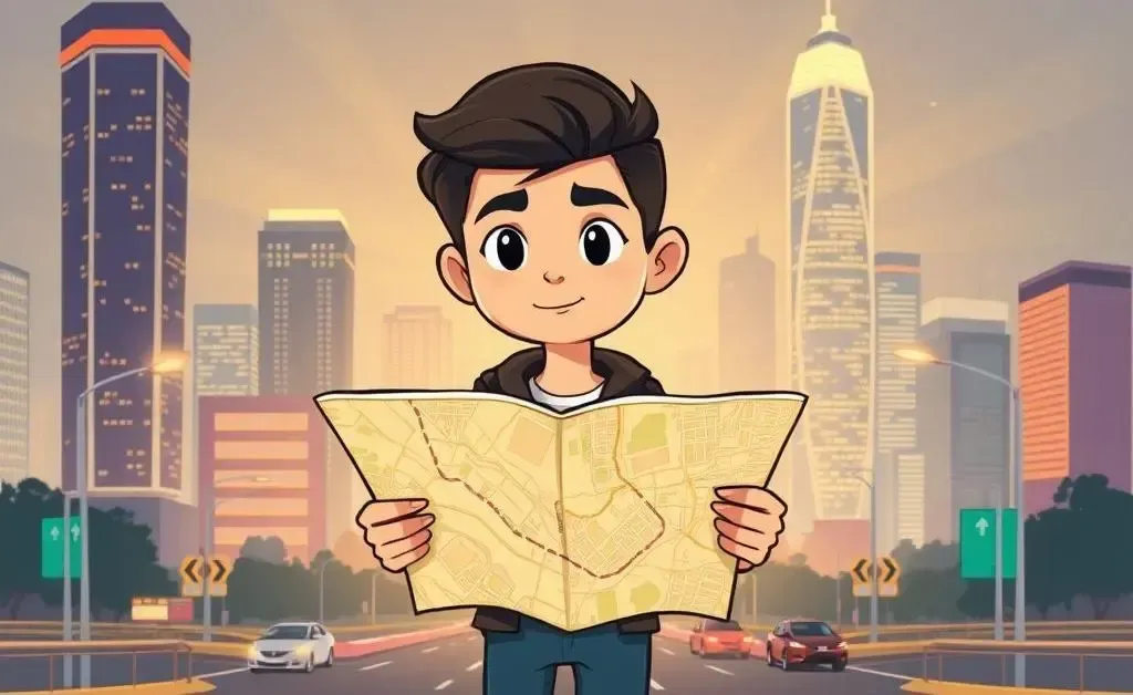 Person holding a roadmap at a career crossroads.
