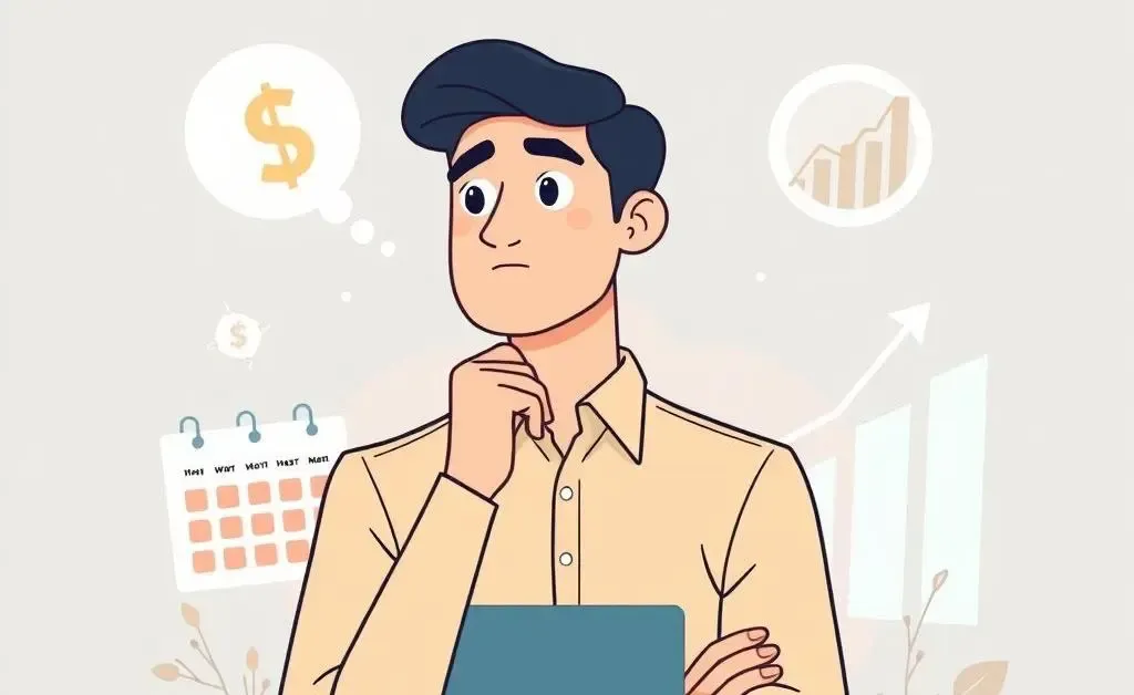 Illustration of a person contemplating financial decisions in their 30s.