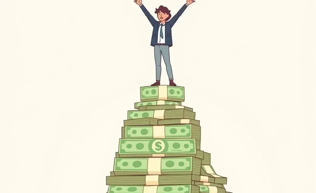 Person standing on a debt-free note, representing financial freedom