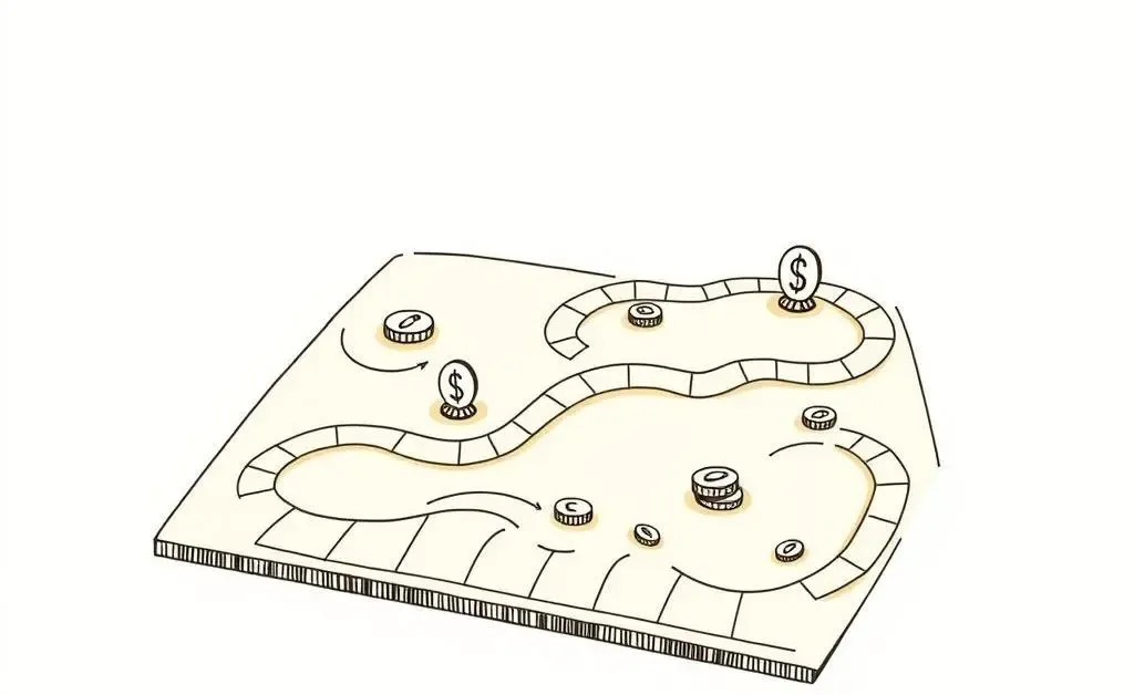 Illustration of a board game styled as a financial planner