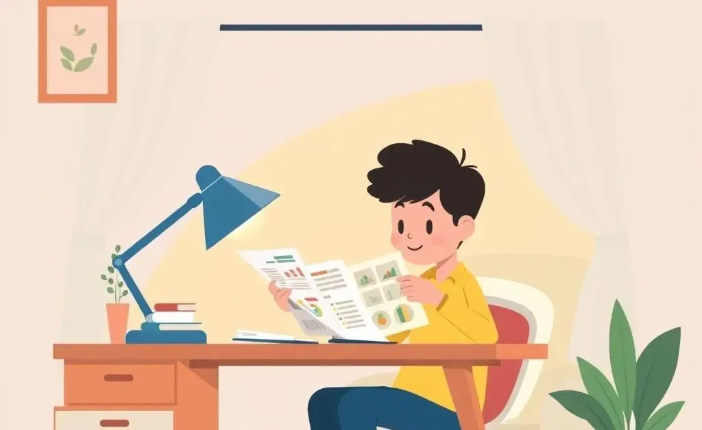 Person reviewing financial documents at a desk