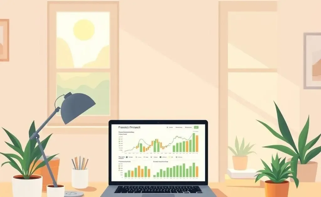 Cozy home office setup for financial planning