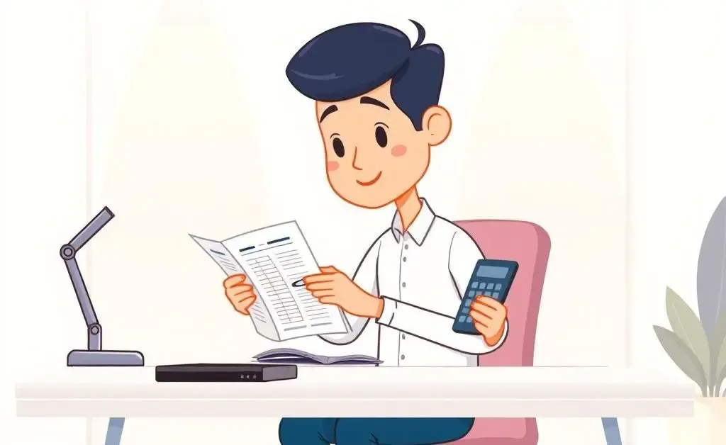 A person planning financial independence at a desk with a budget planner.