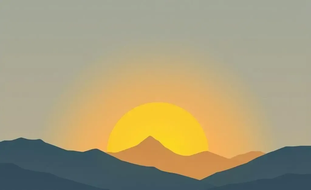 A calm sunrise over a mountain, symbolizing new beginnings in financial independence