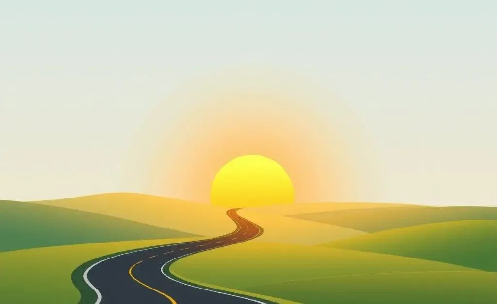 A road leading to a sunrise, symbolizing a journey to financial independence