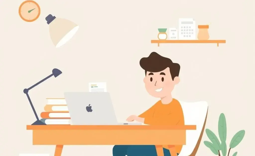Person managing finances at a desk with a laptop