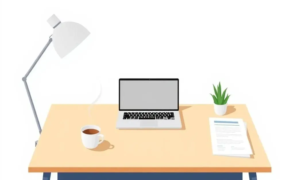 A desk with laptop and financial notes for personal budgeting