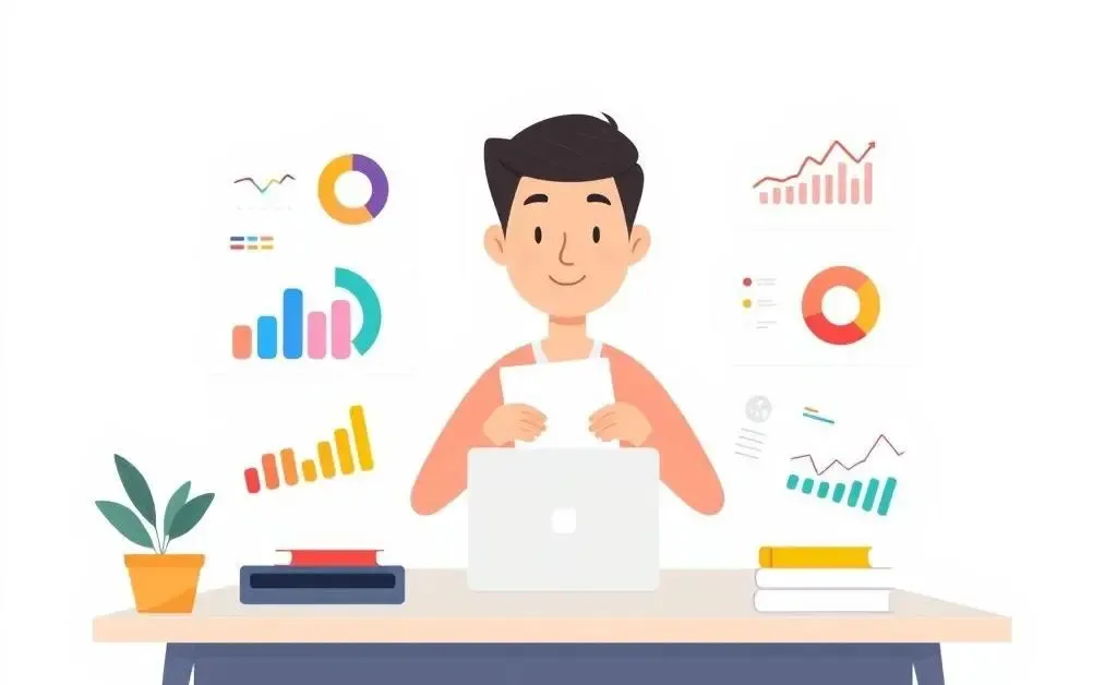 A person planning finances at a desk with charts and graphs