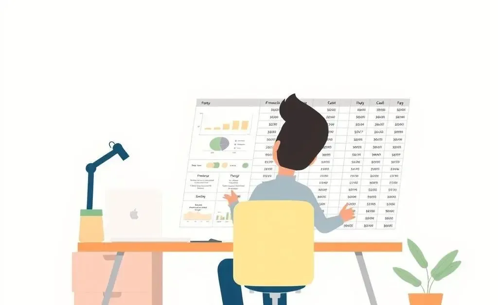 Person planning finances with a spreadsheet at a desk