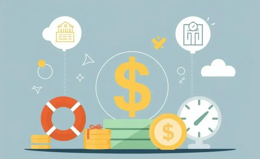 Abstract symbols of life insurance and financial planning