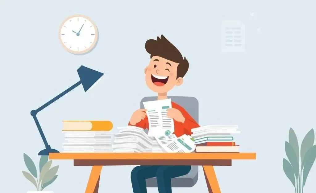 Person at a desk organizing financial documents