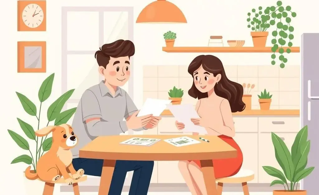 A couple discussing financial planning at a kitchen table