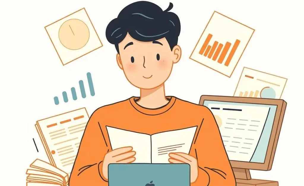 Hand-drawn image of a thoughtful moment over financial documents