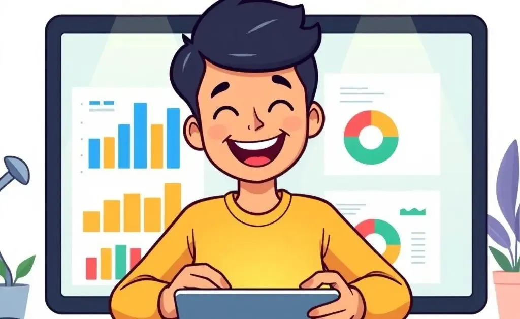 A person planning their financial success with charts and graphs