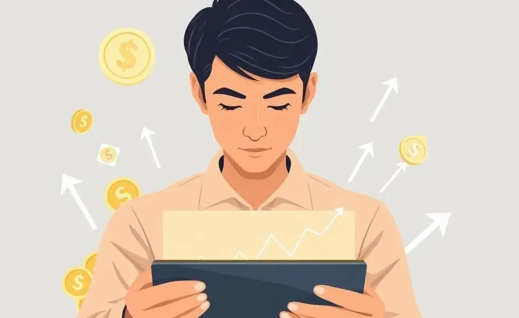 A young person planning their first investment with a digital chart