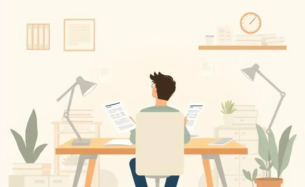 Person calmly working on a tax declaration at a desk