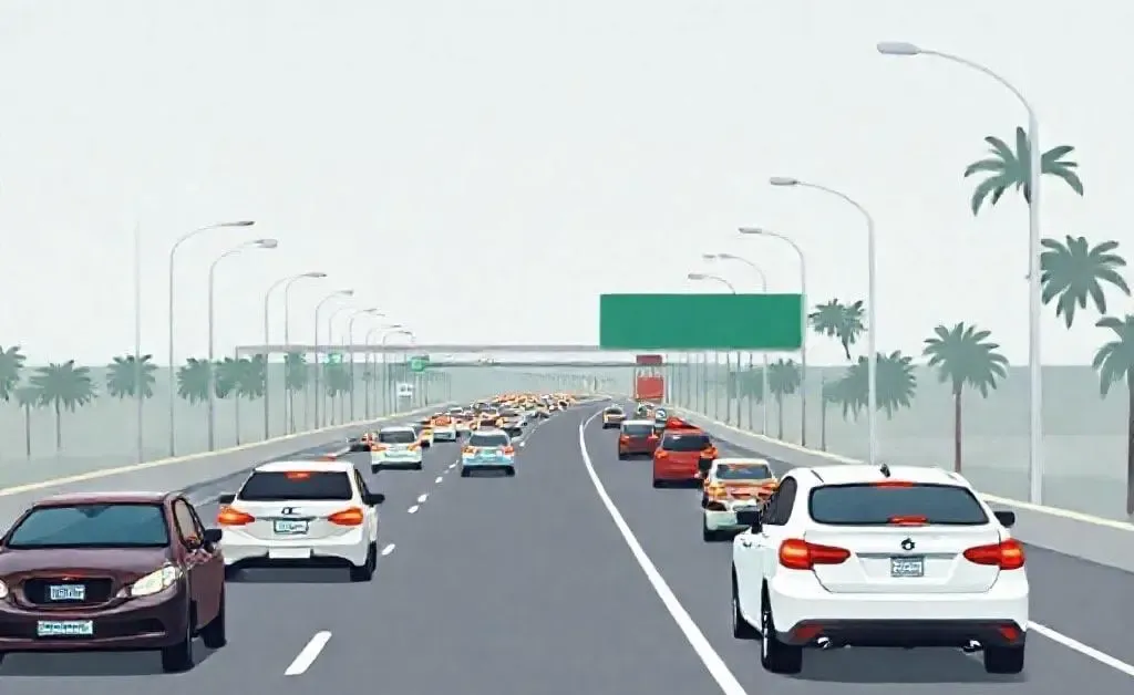 Cars driving on a busy Florida highway seen from above