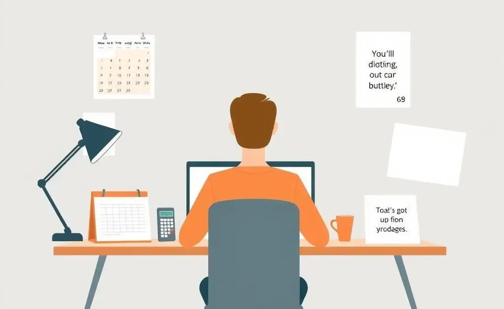 Person focused on financial planning at a desk with budgeting tools.