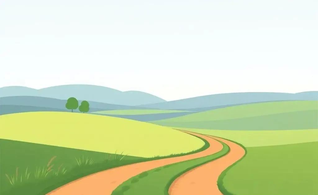 A serene landscape with a forked path, symbolizing choices