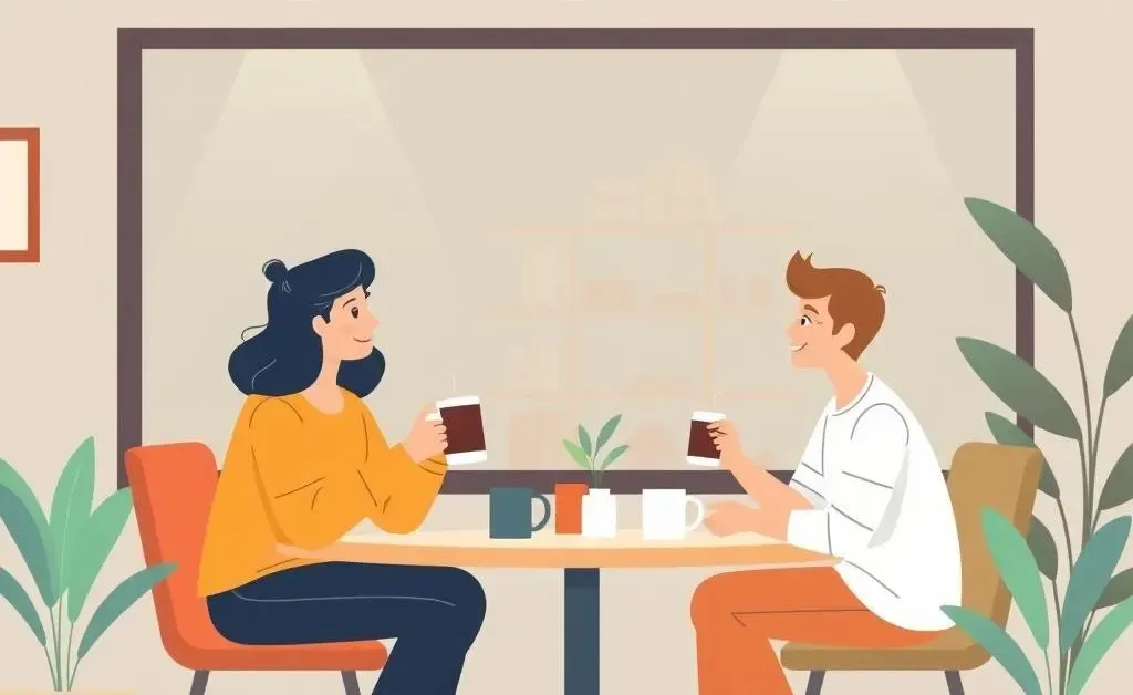 Two friends discussing car insurance options over coffee