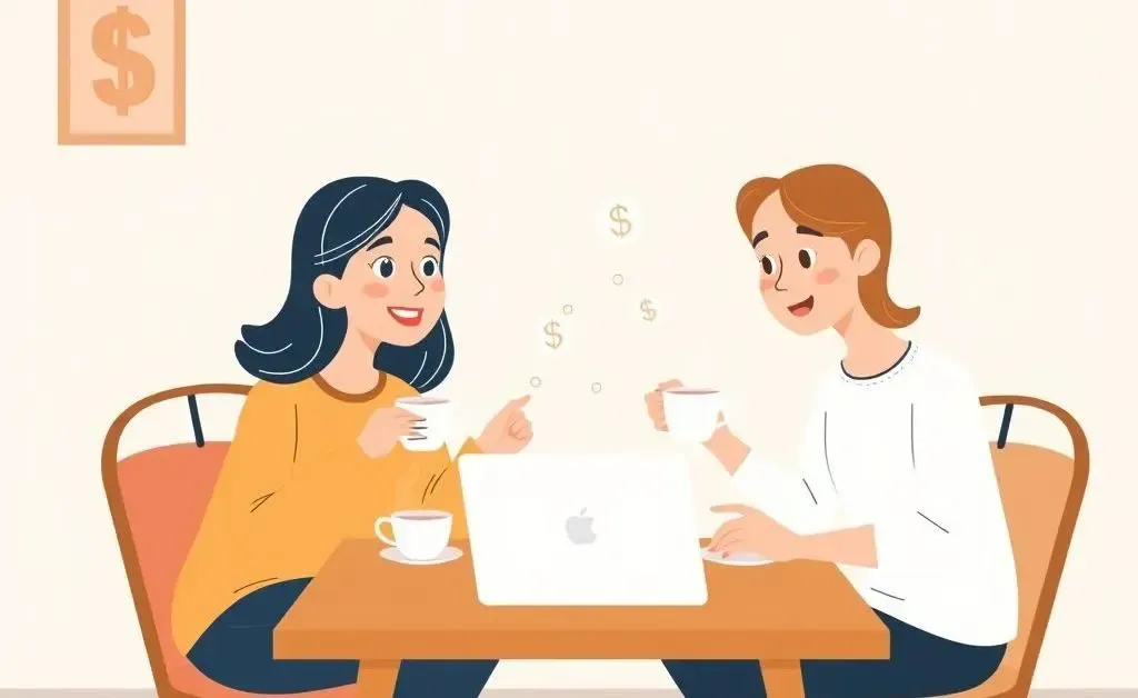 Friends discussing finances over tea