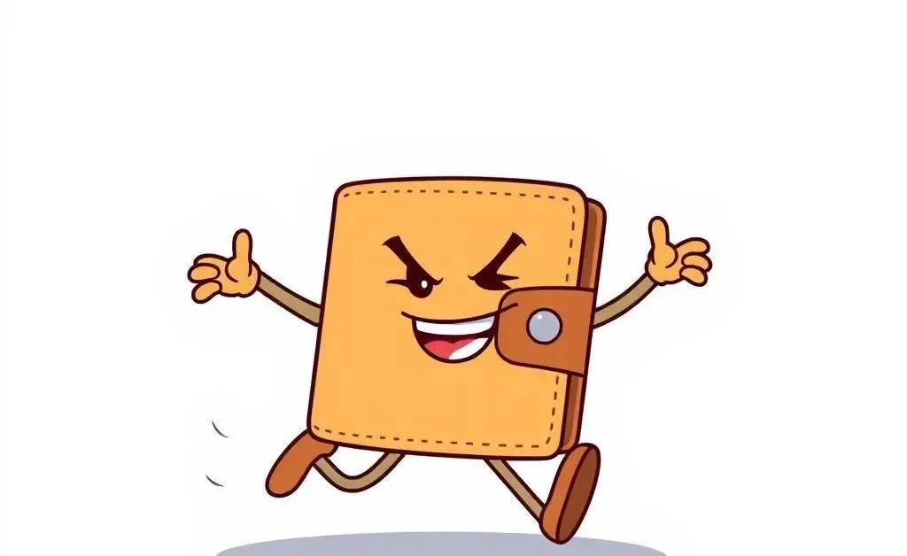 A mischievous wallet running away