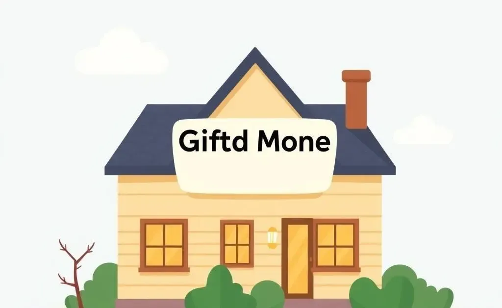 Cartoon of a home with 'Gifted Money' label, symbolizing financial support
