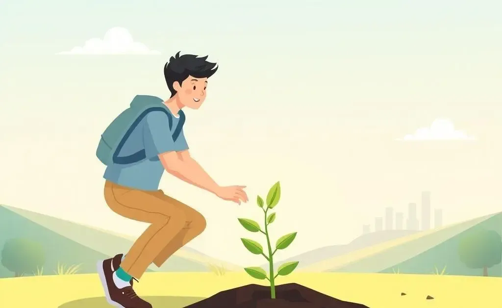 A person caring for a small tree representing their growing reputation