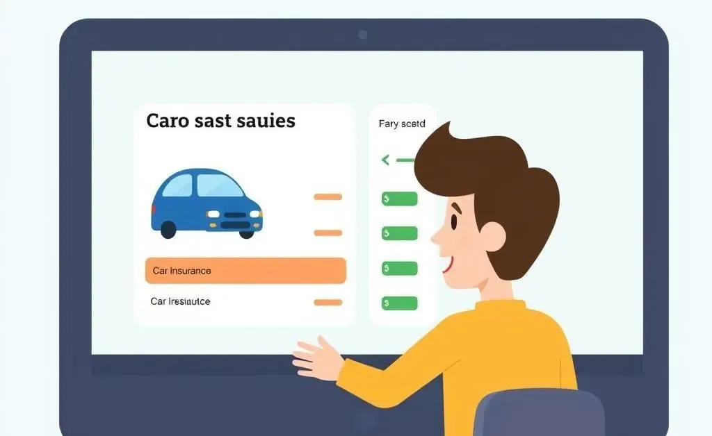 A person choosing car insurance options on a computer screen with a smile