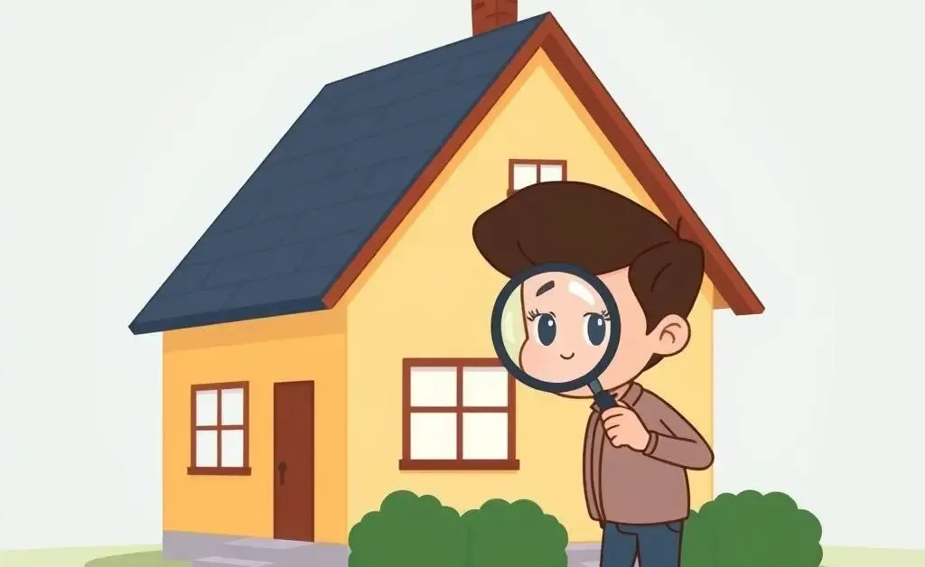 Person with a magnifying glass inspecting a house