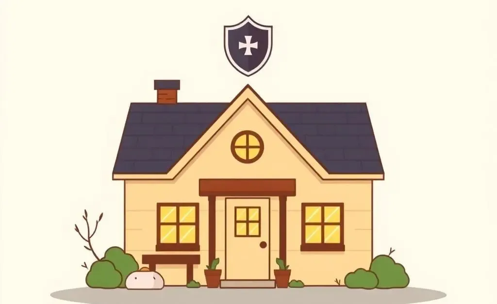 Illustration of a cozy home with insurance protection