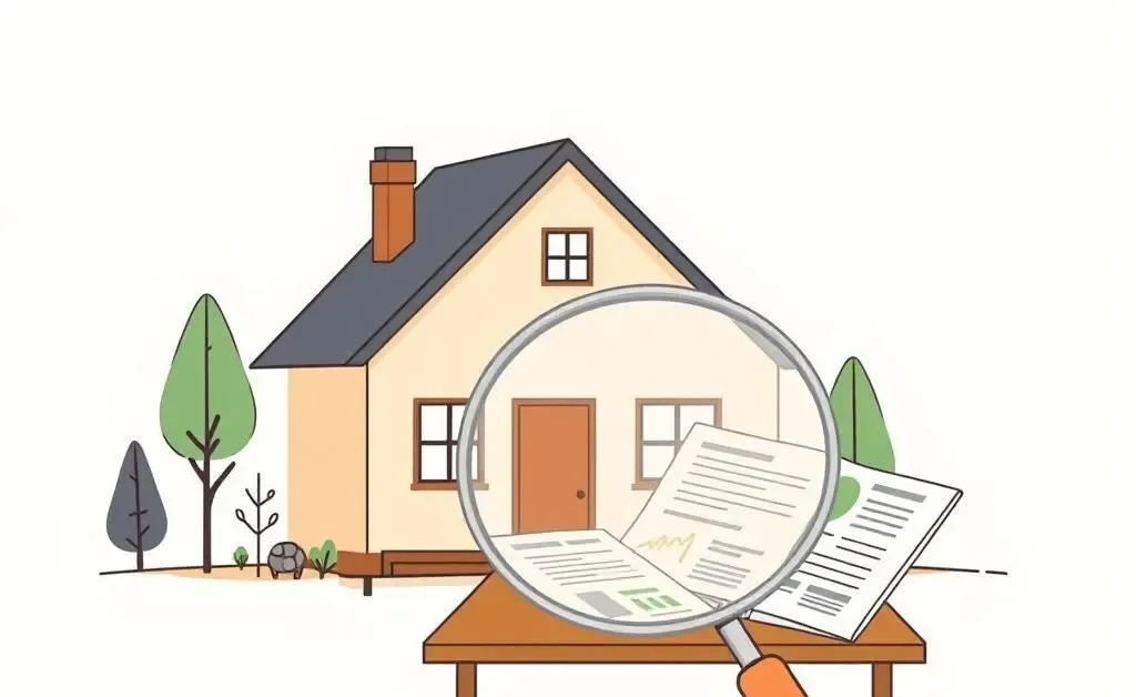 Home with a magnifying glass focused on financial paperwork