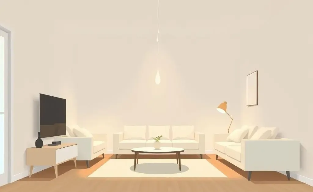 Illustration of a living room with water leak from the ceiling