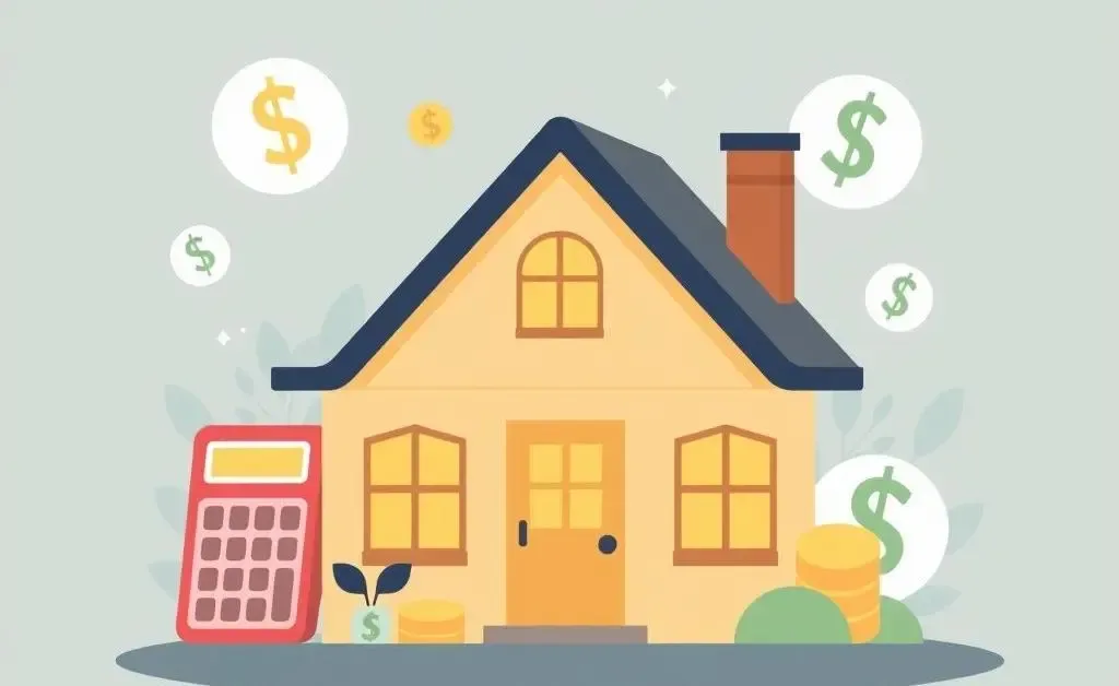 Cozy home illustration with financial symbols