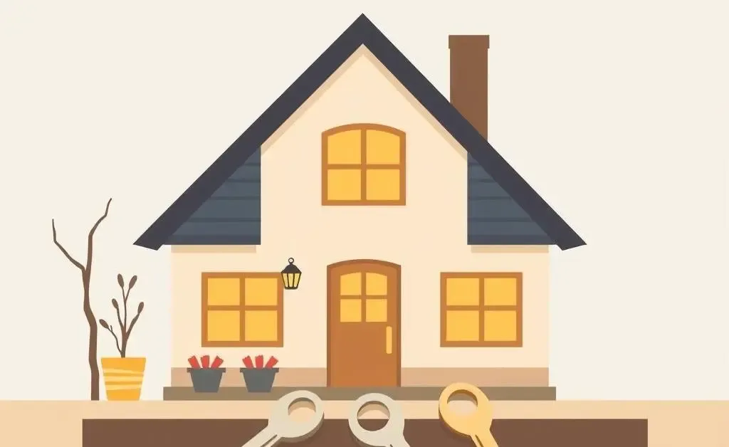 Cozy home setting with keys on a table