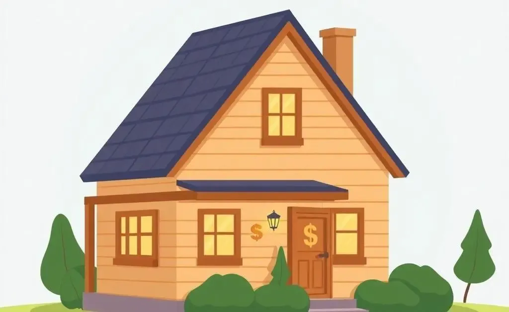 A cozy house with dollar signs suggesting investment potential