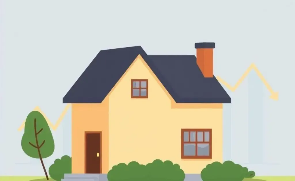 Illustration of a house with an interest rate graph in the background