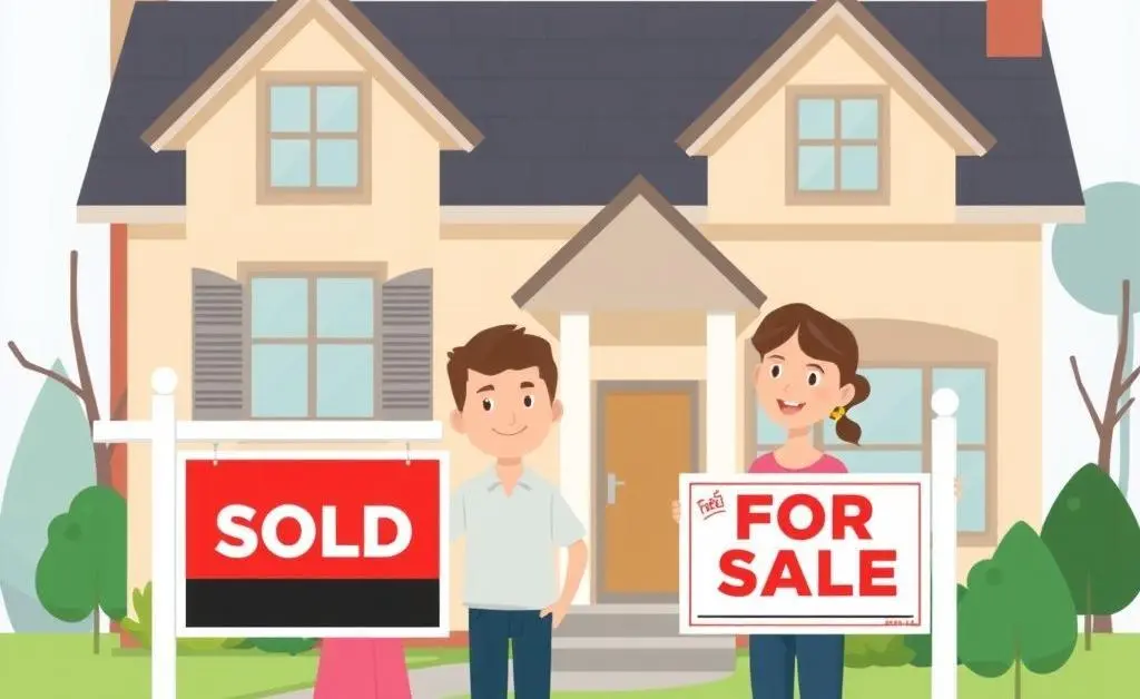 Family surprised by a change from 'Sold' to 'For Sale' sign outside their dream home.