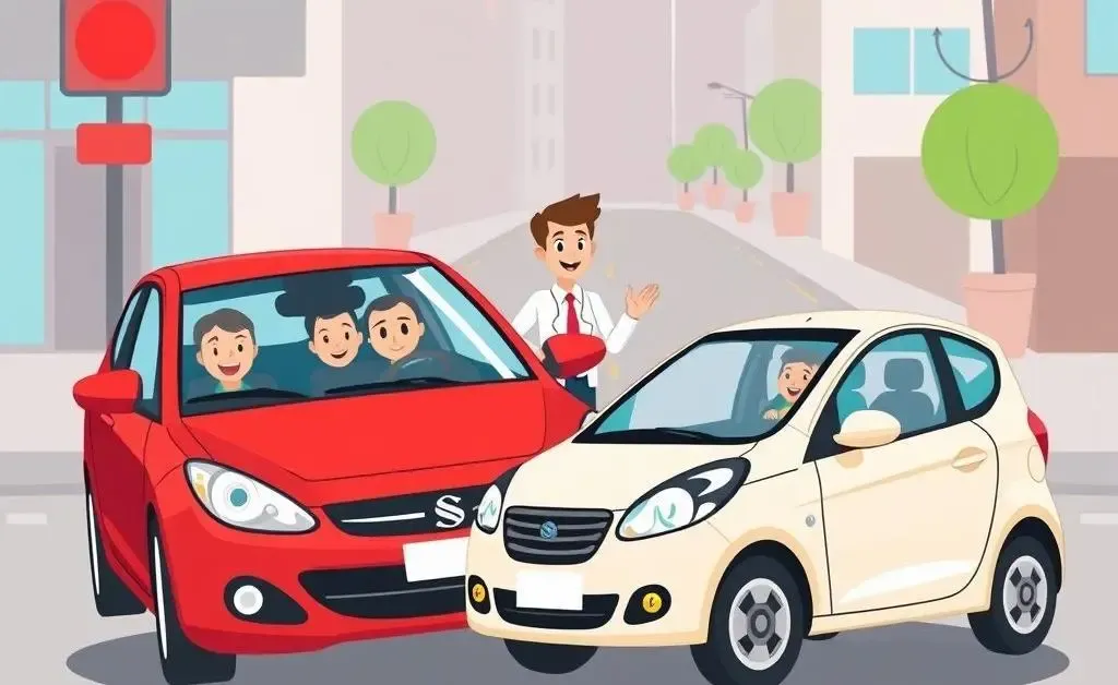 A friendly insurance agent helping drivers after a small car accident