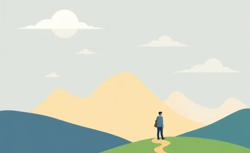 Illustration of an abstract insurance-themed landscape