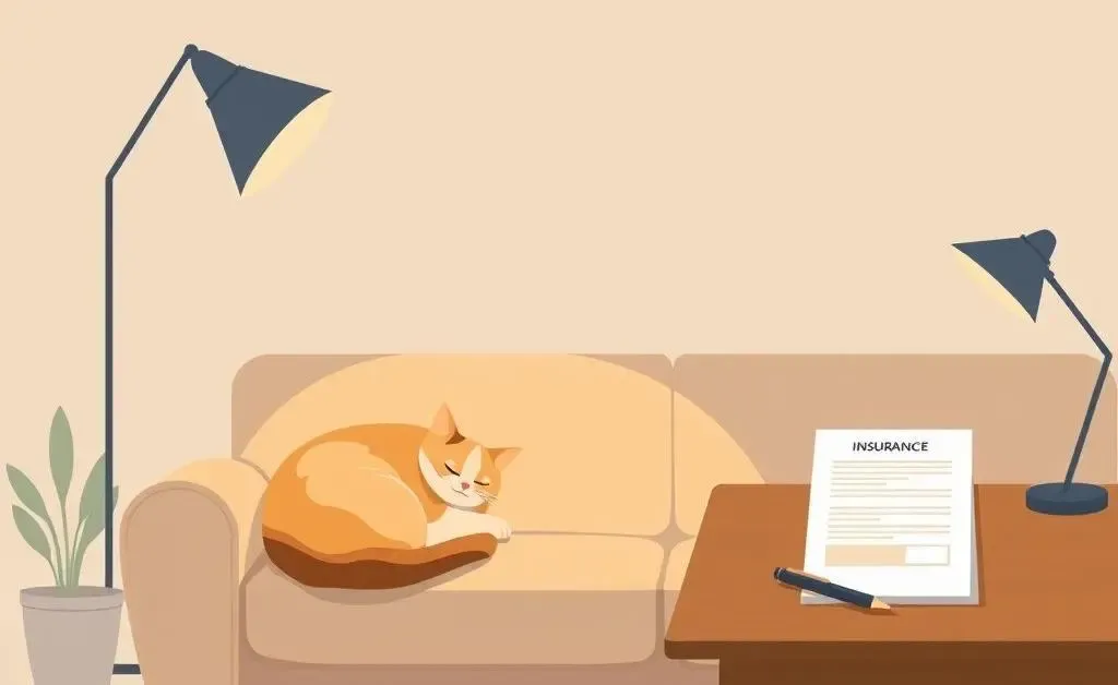Cozy illustration of living room setting with insurance documents